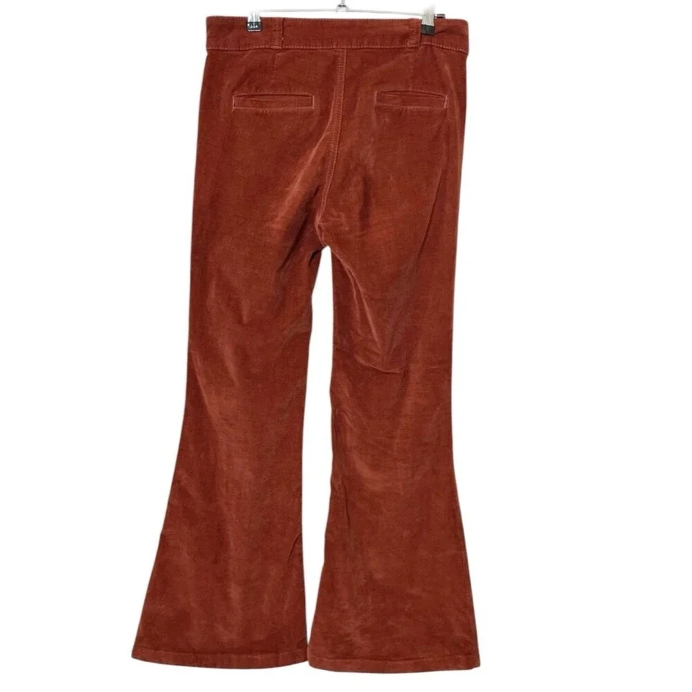 Anthropologie Pilcro Icon Flare Pants Womens 8 Rust Corduroy Mid Rise Retro Boho - Picture 5 of 13